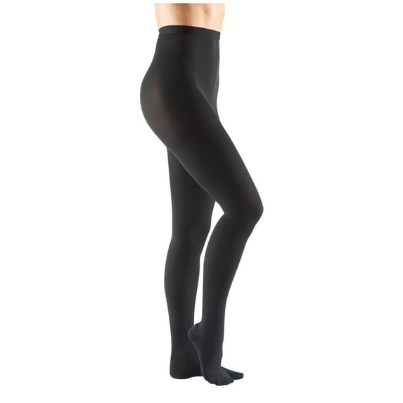 Unisex Adult Support Plus Firm Compression Pantyhose - Black - Queen