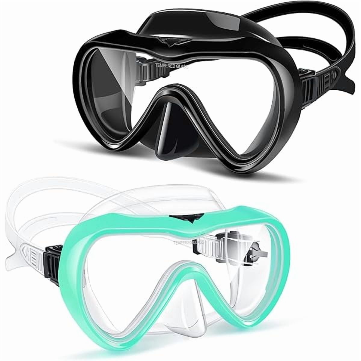 Adult Swim Goggles, 2 Pack Snorkel Diving Mask with Nose Cover, Tempered Glass Scuba Swim Mask Snorkeling for Adult Men Women Youth