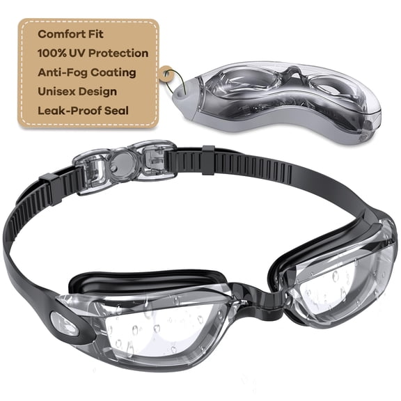 Adult Swim Goggles for Unisex Men, Women & Youth – Anti-Fog, Leak-Proof, UV Protection, Wide View Swimming Goggles, Ideal for Pool & Open Water Swimming - Clear Version