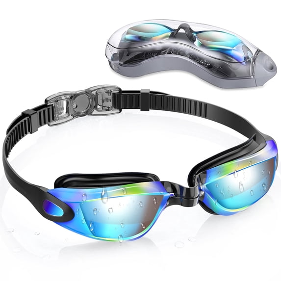 AEGEND Adult Swim Goggles for Unisex Men, Women & Youth – Anti-Fog, Leak-Proof, UV Protection, Wide View Swimming Goggles, Ideal for Pool & Open Water Swimming - Mirrored Version
