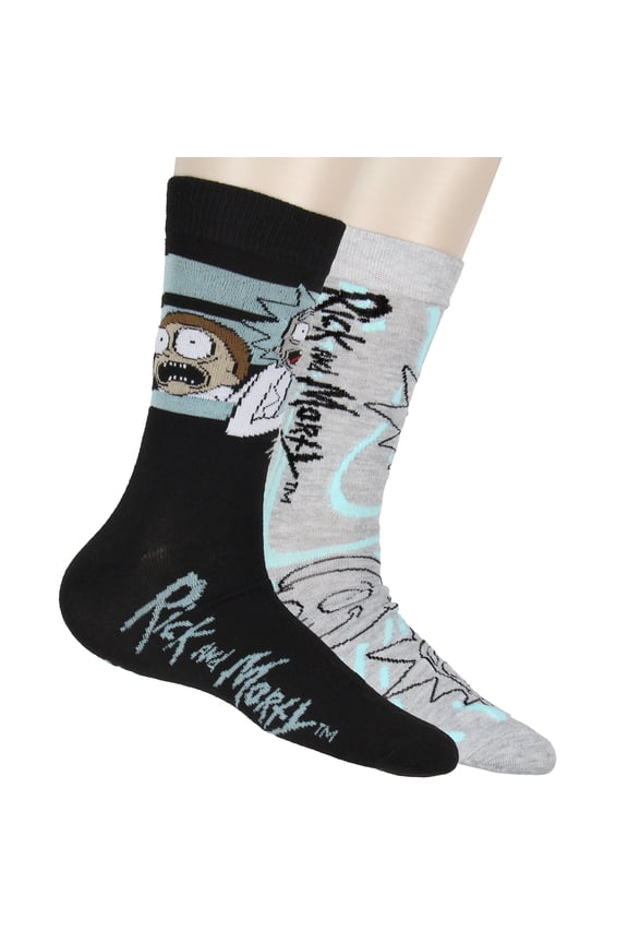 Adult Swim Men's Rick & Morty Character Panic Face Knit Crew Sock 2 Pair