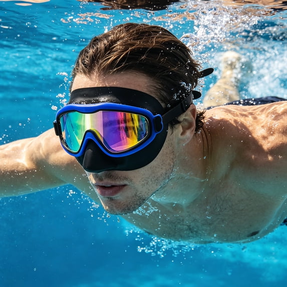Adult Swimming Goggles, High Definition Eye and Nose Protection Waterproof Swimming Goggles, with Ear Plugs Leak-Proof, Anti-Fog Pool Glasses, for Adult Youth Men Women