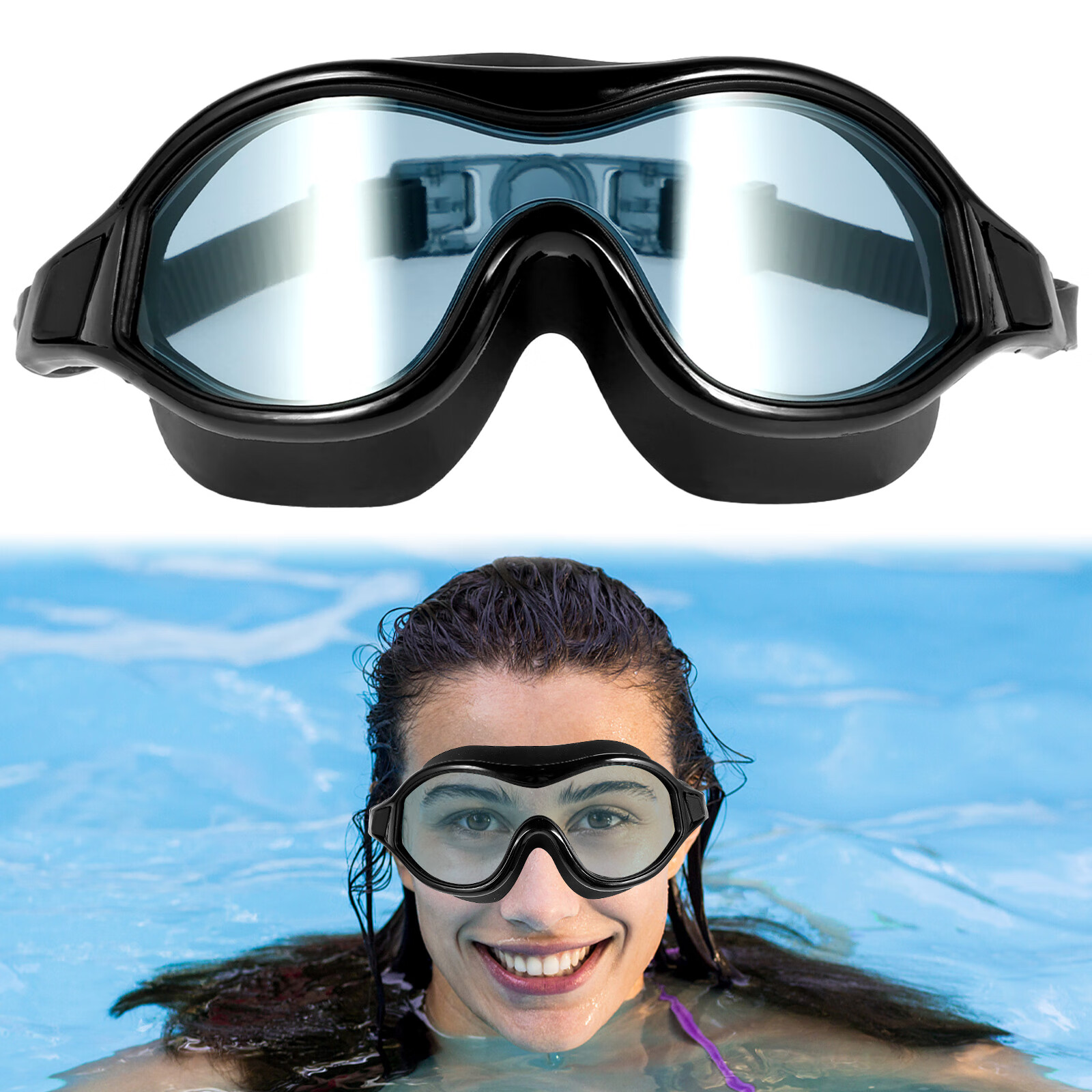 Swimming mask store over glasses