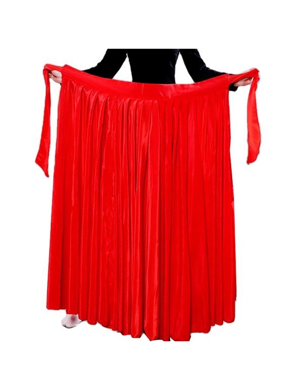 Adult Swing Wrap Spanish Flamenco Dance Skirt Ballroom Belly Dancing With Front Open
