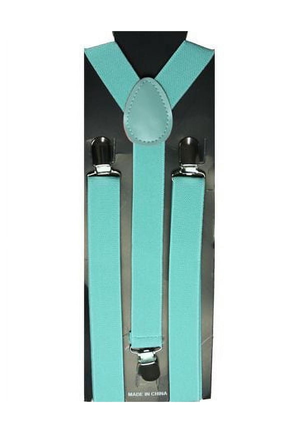 Adult TEAL Blue Mint Turquoise Suspenders Suspender Adjustable Wedding Prom Party