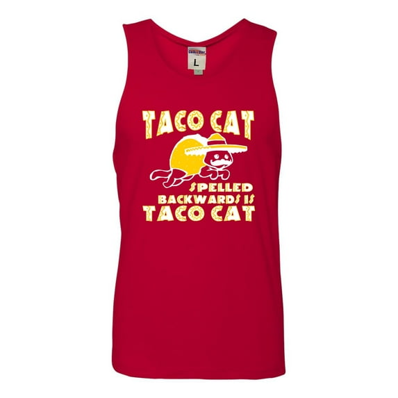 Adult Taco Cat Spelled Backwards Is Taco Cat Funny Sleeveless Tank Top Cotton T-Shirt
