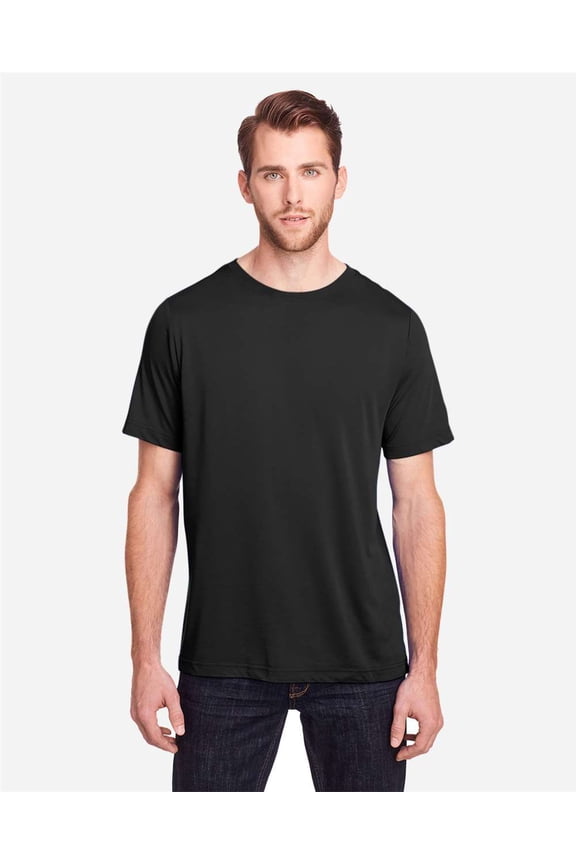 CORE365 CE111T Unisex Tall Fusion ChromaSoft™ Performance T-Shirt-Black-LT