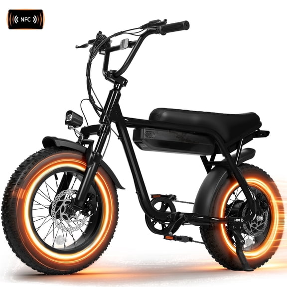 ESKUTE Adult & Teen Electric Bike – 749W Motor 19 MPH, 48V 13Ah Battery, 16"x4.0" Fat Tires, 7-Speed, Front Suspension All-Terrain E-Bike, Black