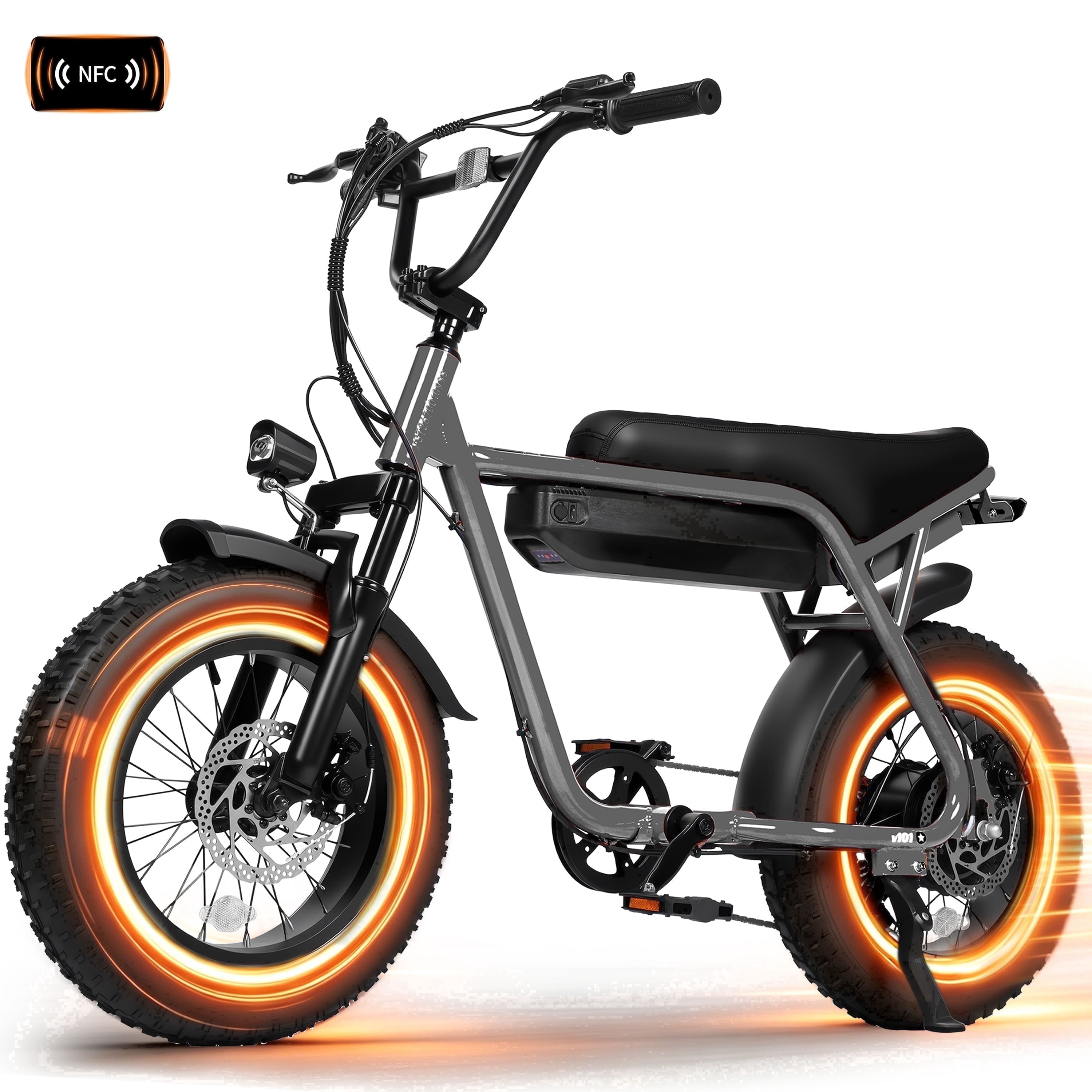 Adult & Teen Electric Bike – 750W Peak (1500W Max) Motor, 28 MPH, 48V 13Ah Battery, 16"x4.0" Fat Tires, 7-Speed, Front Suspension All-Terrain E-Bike, Grey