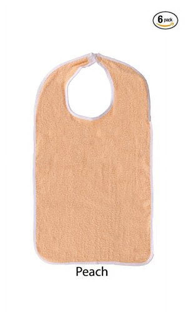 Adult Terry Cloth Bib With Velcro Closure Size 18 X 30 - 6 Pack (Peach)