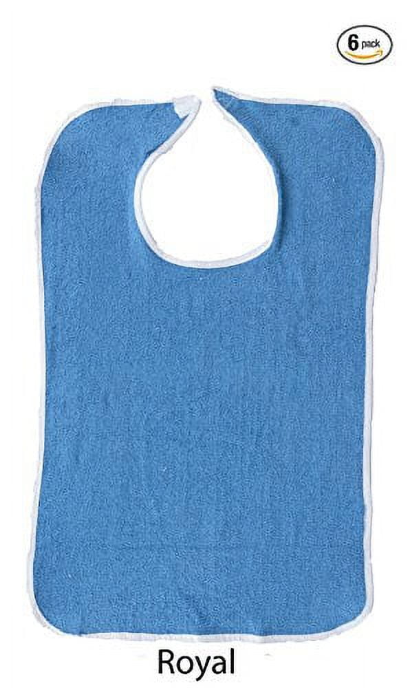 Adult Terry Cloth Bib With Velcro Closure Size 18 X 30 - 6 Pack (Royal)