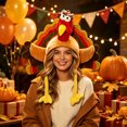 thumbnail image 1 of Adult Thanksgiving Turkey Hat Cartoon Plush Headwear Holiday Party Cap for Men Women One Size, 1 of 7