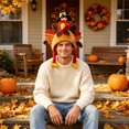 thumbnail image 1 of Adult Thanksgiving Turkey Hat Cartoon Plush Headwear Holiday Party Cap for Men Women One Size, 1 of 7
