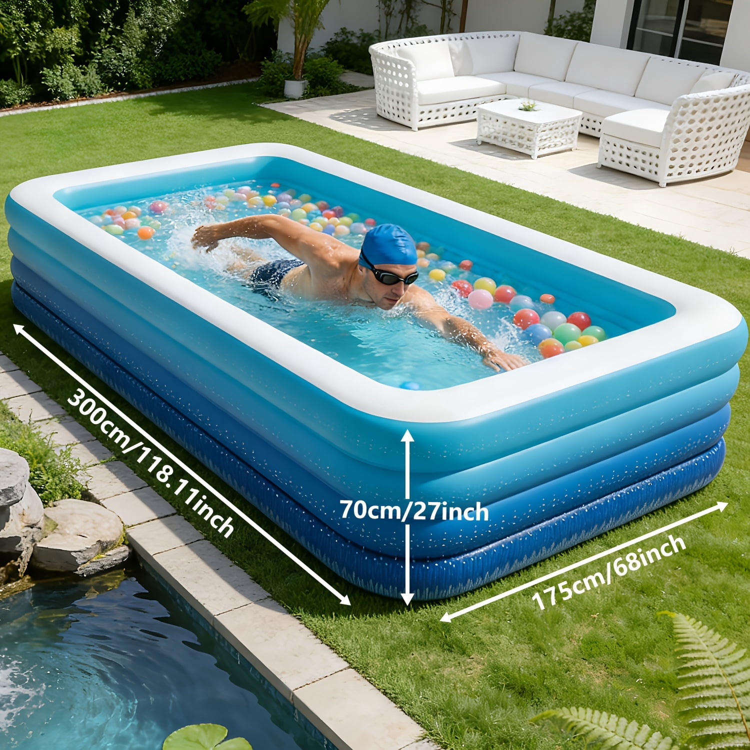 Adult Thickened Inflatable Swimming Pool, foldable and portable design for easy storage and carrying