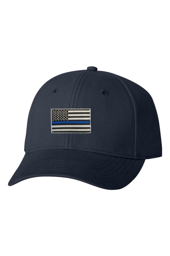 Adult Thin Blue Line USA Flag Embroidered Dad Hat Structured Cap