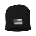 thumbnail image 1 of Adult Thin Blue Line USA Flag Embroidered Knit Beanie Cap, 1 of 1