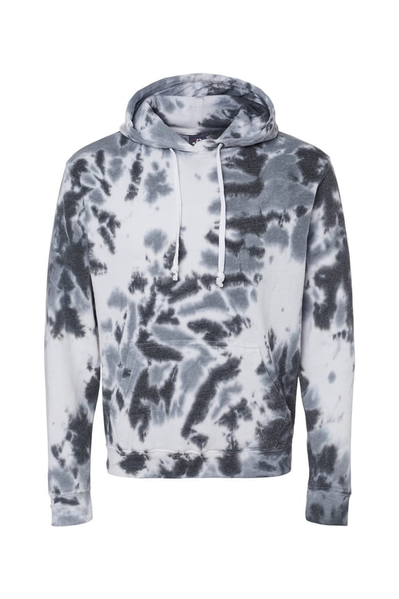 - Tie-Dyed Fleece Hooded Sweatshirt - 8861 - Black Tie Dye - Size: XS