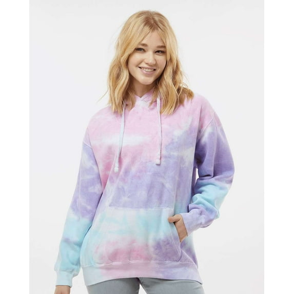Adult Tie-Dyed Pullover Hooded Sweatshirt - COTTON CANDY - 3XL