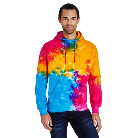 Adult Tie-Dyed Pullover Hooded Sweatshirt - MULTI RAINBOW - S