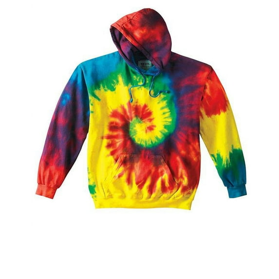 Adult Tie-Dyed Pullover Hooded Sweatshirt - REACTIVE RAINBOW - L