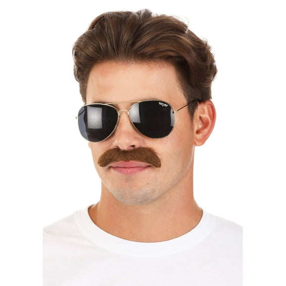 Adult Top Gun Sunglasses & Mustache Costume Kit