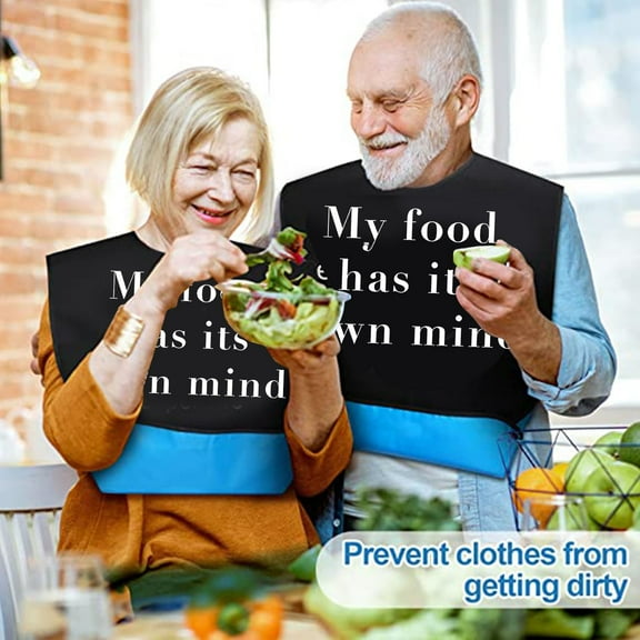 Adult Towel Elderly Food Double Printing Design Eating Attentive Protective Goods Convenient And Practical/ Reusable Elderly Bib Towel A+ Black