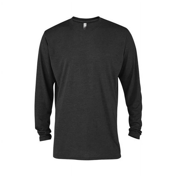 Adult Tri-Blend Long Sleeve Crew Neck T-Shirt, Black Heather - Large