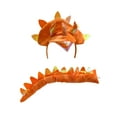 thumbnail image 1 of Adult Triceratops Dragon 3 Horn Dinosaur Headband Tail Costume Accessory Set (Orange), 1 of 5