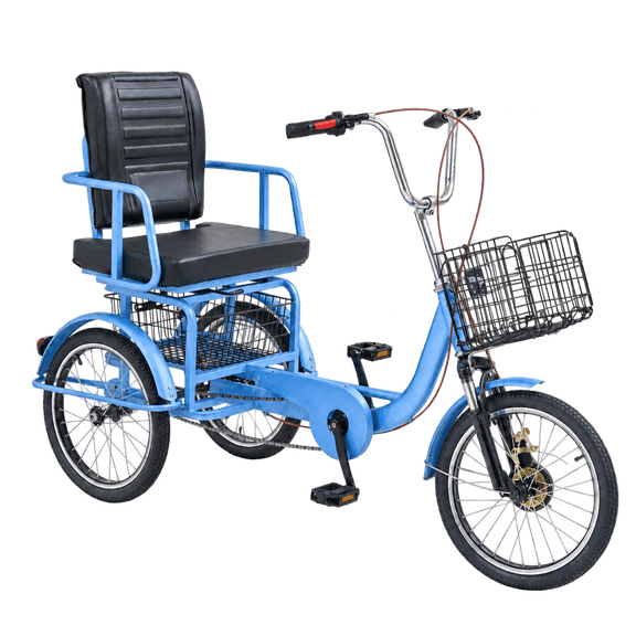Adult Tricycle, 18" 3-Wheel Bike with Front & Rear Baskets, Low Step-Through Cruiser Trike for Seniors, Women & Men, Adjustable Wide Seat, Video Assembly Guide