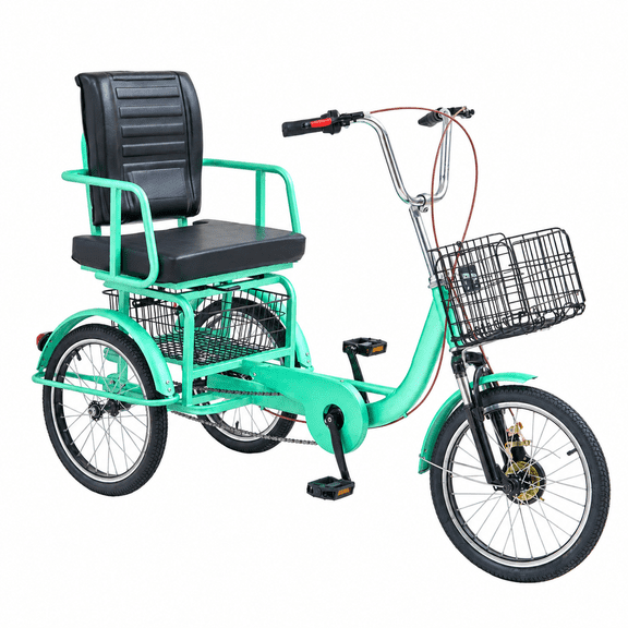 Adult Tricycle, 18" 3-Wheel Bike with Front & Rear Baskets, Low Step-Through Cruiser Trike for Seniors, Women & Men, Adjustable Wide Seat