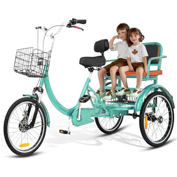 Adult Tricycle 20 Inch for Seniors and Adults, Cuoote Low Step-Through Cruiser Bike with Front and Rear Baskets, Trike for Shopping