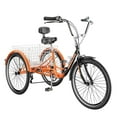 thumbnail image 1 of Adult Tricycle, 26" Wheels 7 Speed Tricycle with Shopping Basket for Adult ,Low Step Through 3 Wheel Bicycles,Black&Orange, 1 of 13