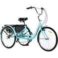 thumbnail image 1 of Adult Tricycles 24 & 26 Inch, 7-Speed 3-Wheel Bikes for Men and Women with Dual Chain, Spacious Rear Basket, and Bag for Shopping, Beach, and City Riding, 1 of 6