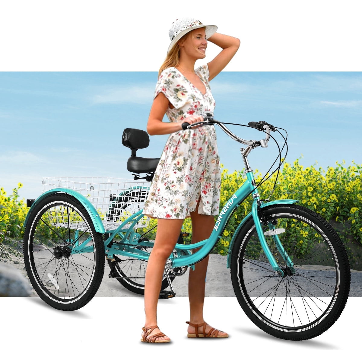 Adult Tricycles 7 Speed Adult Trikes 24 26 inch 3 Wheel Bikes Cruise Bike with Basket for Seniors Women Men for Recreation Shopping Exercise Multiple Colors Walmart