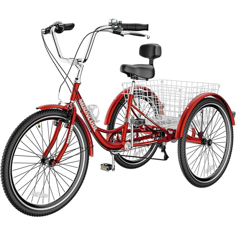 Viribus 24/26 7-Speed Adult Trike Tricycle 3-Wheel Bike w/Basket for  Shopping