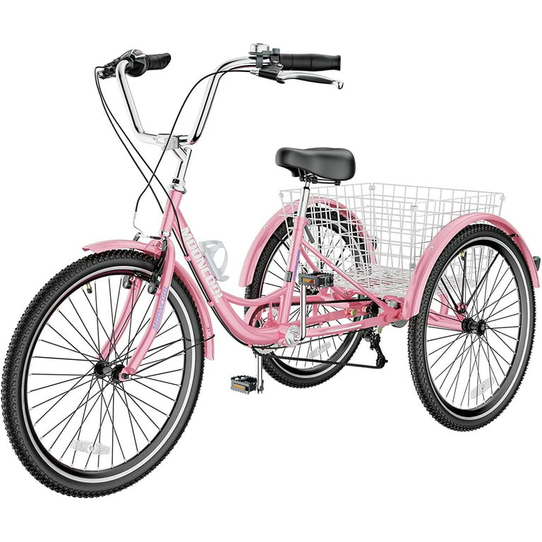 Adult Tricycles, 7 Speed Adult Trikes 24/26 inch 3 Wheel Bikes, Cruise Bike  with Basket for Seniors, Women, Men for Recreation, Shopping, Exercise