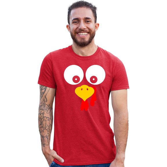 Adult Turkey Face Funny Thanksgiving Costume Deluxe Soft T-Shirt
