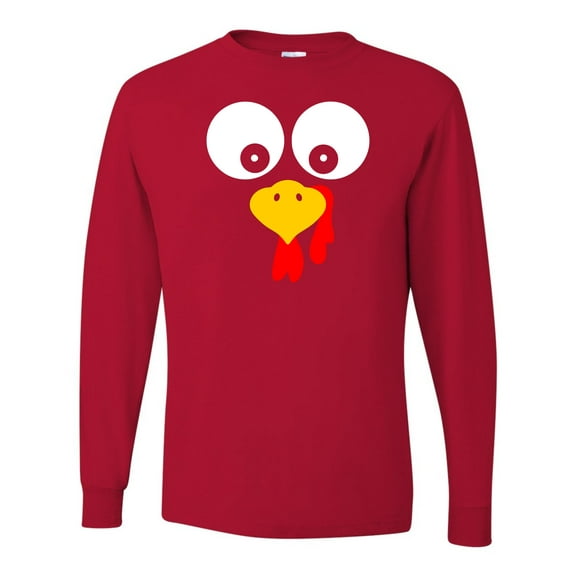 Adult Turkey Face Funny Thanksgiving Costume Long Sleeve T-Shirt
