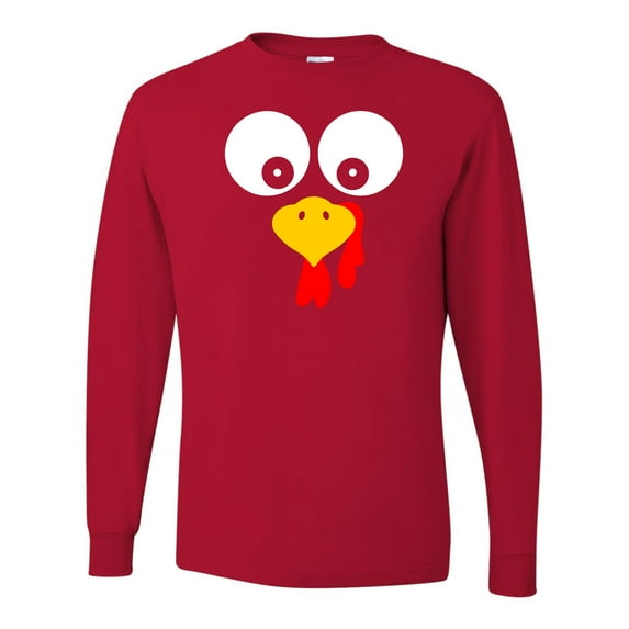 Adult Turkey Face Funny Thanksgiving Costume Long Sleeve T-Shirt