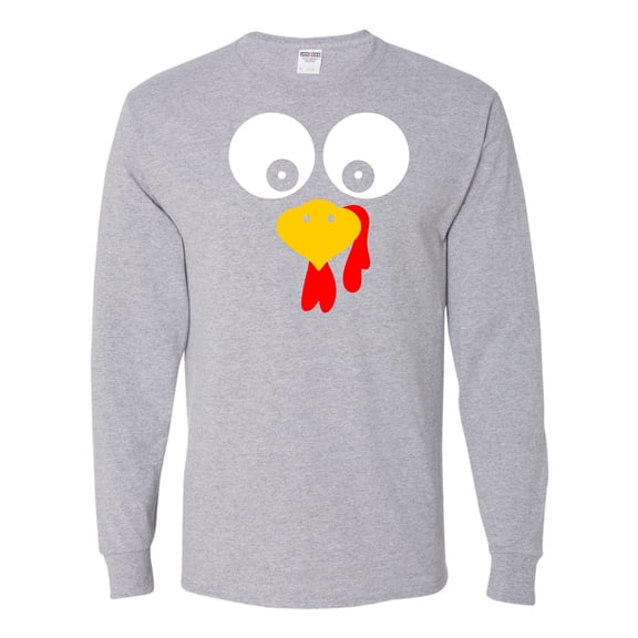 Adult Turkey Face Funny Thanksgiving Costume Long Sleeve T-Shirt