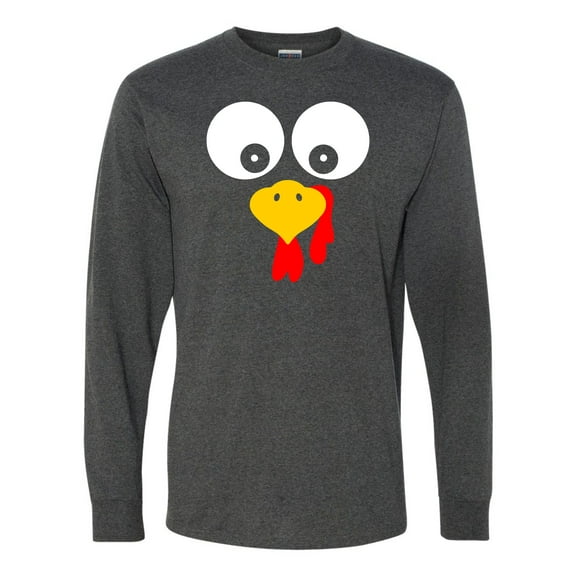 Adult Turkey Face Funny Thanksgiving Costume Long Sleeve T-Shirt
