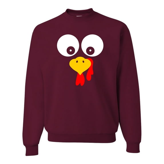 Adult Turkey Face Funny Thanksgiving Costume Sweatshirt Crewneck