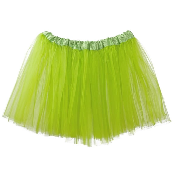 Adult Tutu Skirt, Classic Elastic 3 Layer Tulle Tutu for Women and Teens - Apple Green