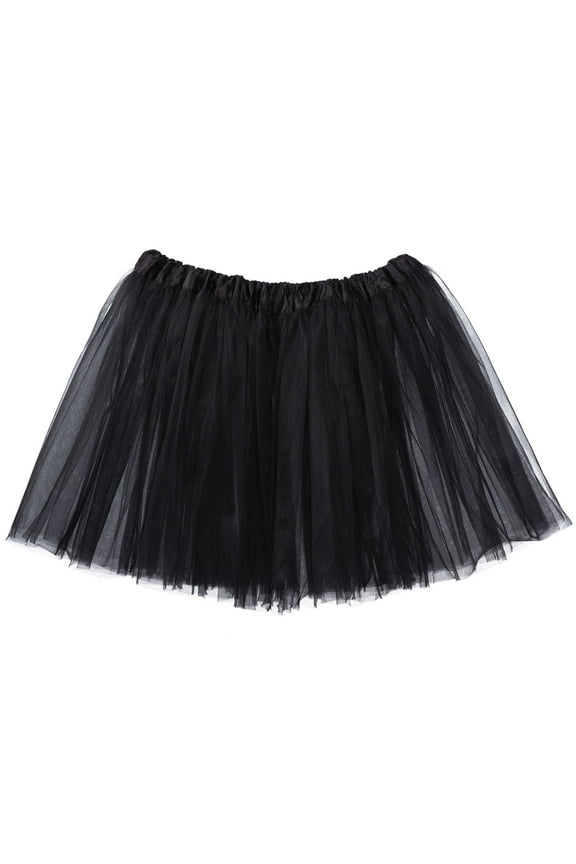 Adult Tutu Skirt, Classic Elastic 3 Layer Tulle Tutu for Women and Teens - Black