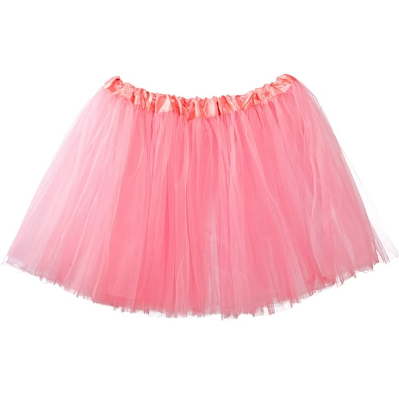 Adult Tutu Skirt, Classic Elastic 3 Layer Tulle Tutu for Women and Teens - Bubblegum Pink