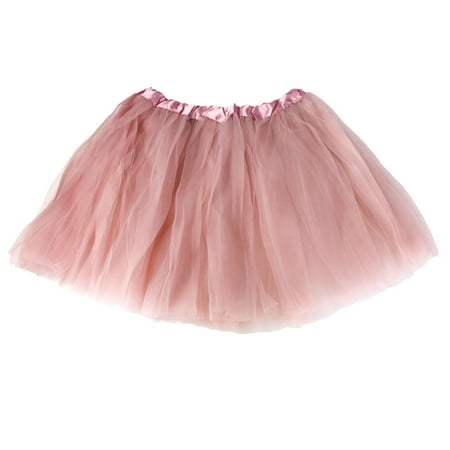 Adult Tutu Skirt, Classic Elastic 3 Layer Tulle Tutu for Women and Teens - Dusty Rose