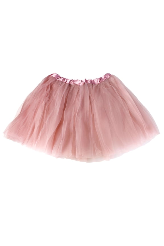 Adult Tutu Skirt, Classic Elastic 3 Layer Tulle Tutu for Women and Teens - Dusty Rose
