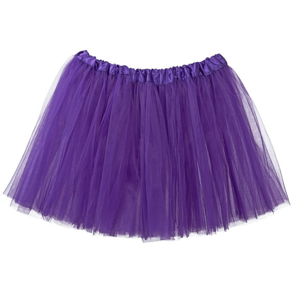 Adult Tutu Skirt, Classic Elastic 3 Layer Tulle Tutu for Women and Teens - Purple