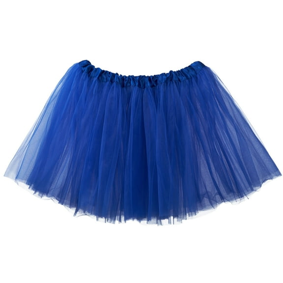 Adult Tutu Skirt, Classic Elastic 3 Layer Tulle Tutu for Women and Teens - Royal Blue