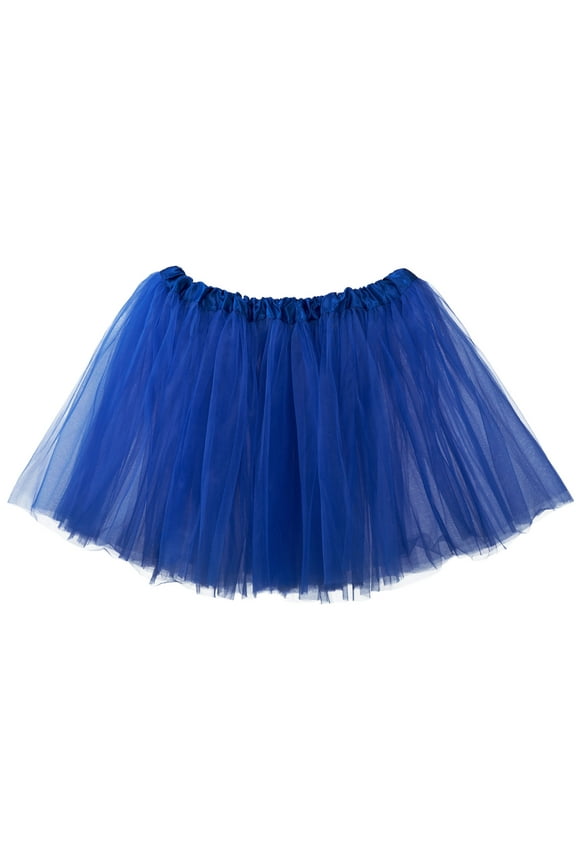 Adult Tutu Skirt, Classic Elastic 3 Layer Tulle Tutu for Women and Teens - Royal Blue